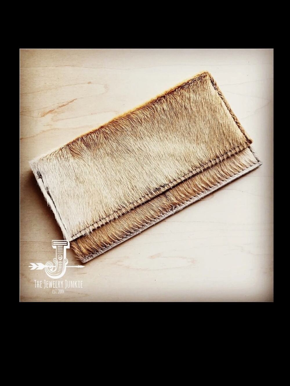 Hand crafted Calf Skin Hair-On Hide genuine leather Wallet Tan